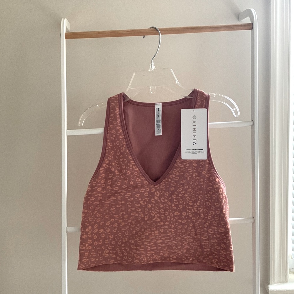 Athleta Aurora Crop Rib Tank Bra